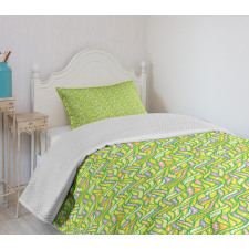 Wavy Stripes with Circles Bedspread Set