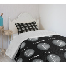 Shaded Effect Runic Alphabet Bedspread Set