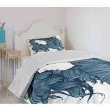 Dark Blue Funky Boucles Bedspread Set