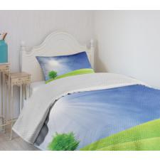 Sun Rays with Lonely Tree Bedspread Set