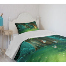 Trees and Butterflies Scenic Bedspread Set