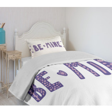 Typographic Text and Hearts Bedspread Set