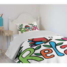 Phrase Butterfly and Leaves Bedspread Set