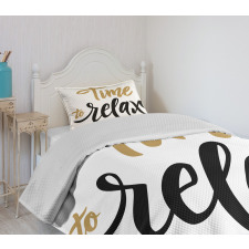 Coffee Time Conceptual Text Bedspread Set