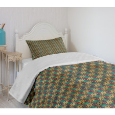 Grungy Retro Rhombus Shape Bedspread Set