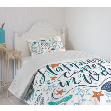 Hand-drawn Phrase Fish Bedspread Set