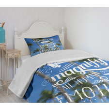 Travel Words Airplane Bedspread Set