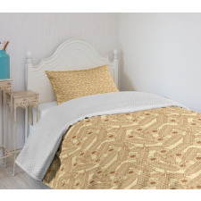 Sketchy Feather and Daisy Bedspread Set