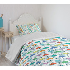 Parasol Pattern in Rain Bedspread Set