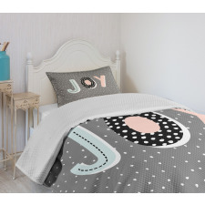 Cartoon Illustrated Message Bedspread Set