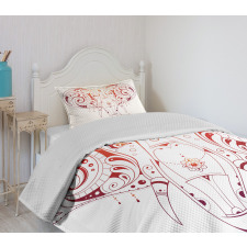 Stylized Drawn Elephant Head Bedspread Set