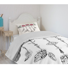 Hippie Feathers Arrow Rose Bedspread Set