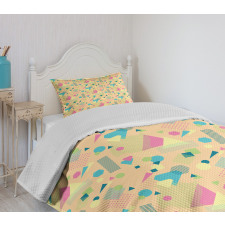 Memphis Style Triangle Lines Bedspread Set