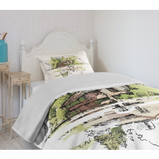 Lake House in the Forest Bedspread Set