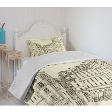 Buildings of France Europe Bedspread Set