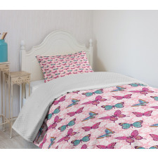 Romantic Flowers Pale Pink Bedspread Set