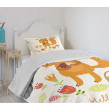 Funny Animal Saying Hello Bedspread Set