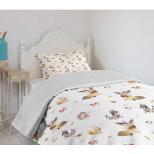 Hedgehog Moose Watercolors Bedspread Set