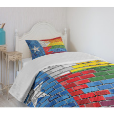 Brick Wall Grungy Texas Town Bedspread Set