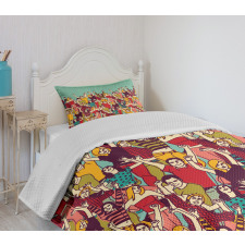 Youthful Polka Dotted Tshirts Bedspread Set