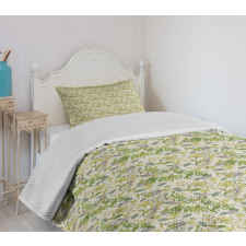 Garden Plants Floral Theme Bedspread Set