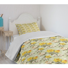 Blooming Petals Snowy Scene Bedspread Set