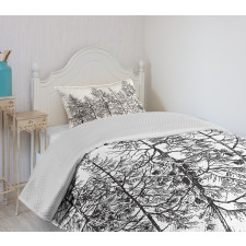 Seasonal Pine Tree Landscape Bedspread Set