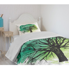 Blended Watercolor Leaf Bedspread Set