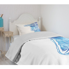 Watercolor Style Blue Animal Bedspread Set