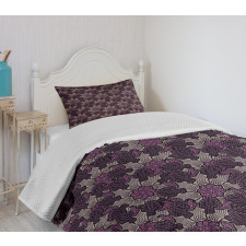 Foliage Leaves and Flowers Bedspread Set