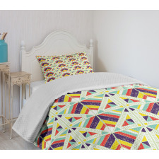 Colorful Stripe and Triangle Bedspread Set