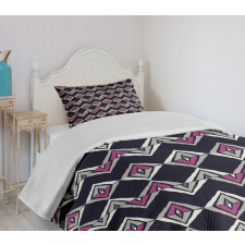 Native Folk Motifs Chevron Bedspread Set