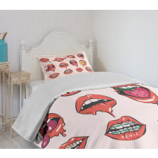 Pierced Tongue Teeth Braces Bedspread Set