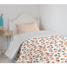 Assortment of Nuts Design Bedspread Set