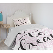 Dare to Dream Words Hearts Bedspread Set