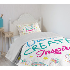 Dream Create Inspire Leaves Bedspread Set