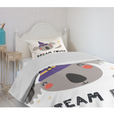 Funny Koala in a Witch Hat Bedspread Set