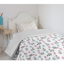 Llamas and Colorful Cacti Bedspread Set