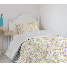 Pastel Tones Flowers Romance Bedspread Set