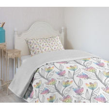 Vibrant Floral Motif Bedspread Set