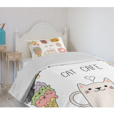 Cats Cafe Food Shapes Bedspread Set