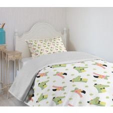 Crocodile Flamingo Doodle Bedspread Set