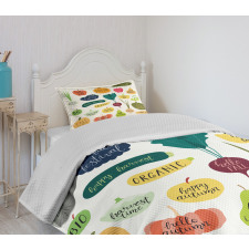 Plant Fruit Vegetable Slogan Bedspread Set