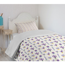 Purple Smiling Cactus Faces Bedspread Set