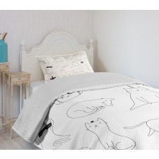 Pattern Cat Fiddles Kitten Bedspread Set