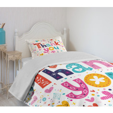 Happy Floral Hearts Stars Bedspread Set