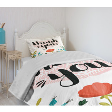 Heart Flowers and Leaves Bedspread Set