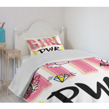 Girl Power with Hearts Bedspread Set