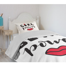 Lipstick in Text Design Bedspread Set