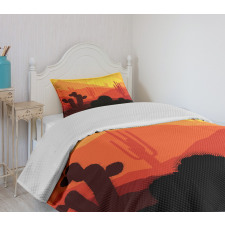 Western Cactus Silhouettes Bedspread Set